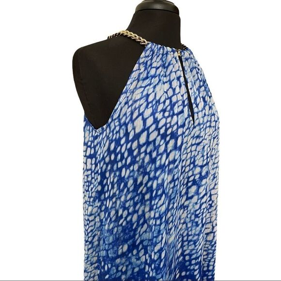 Michael Michael Kors Blue Printed Midi Dress Sz XS - Picture 3 of 10